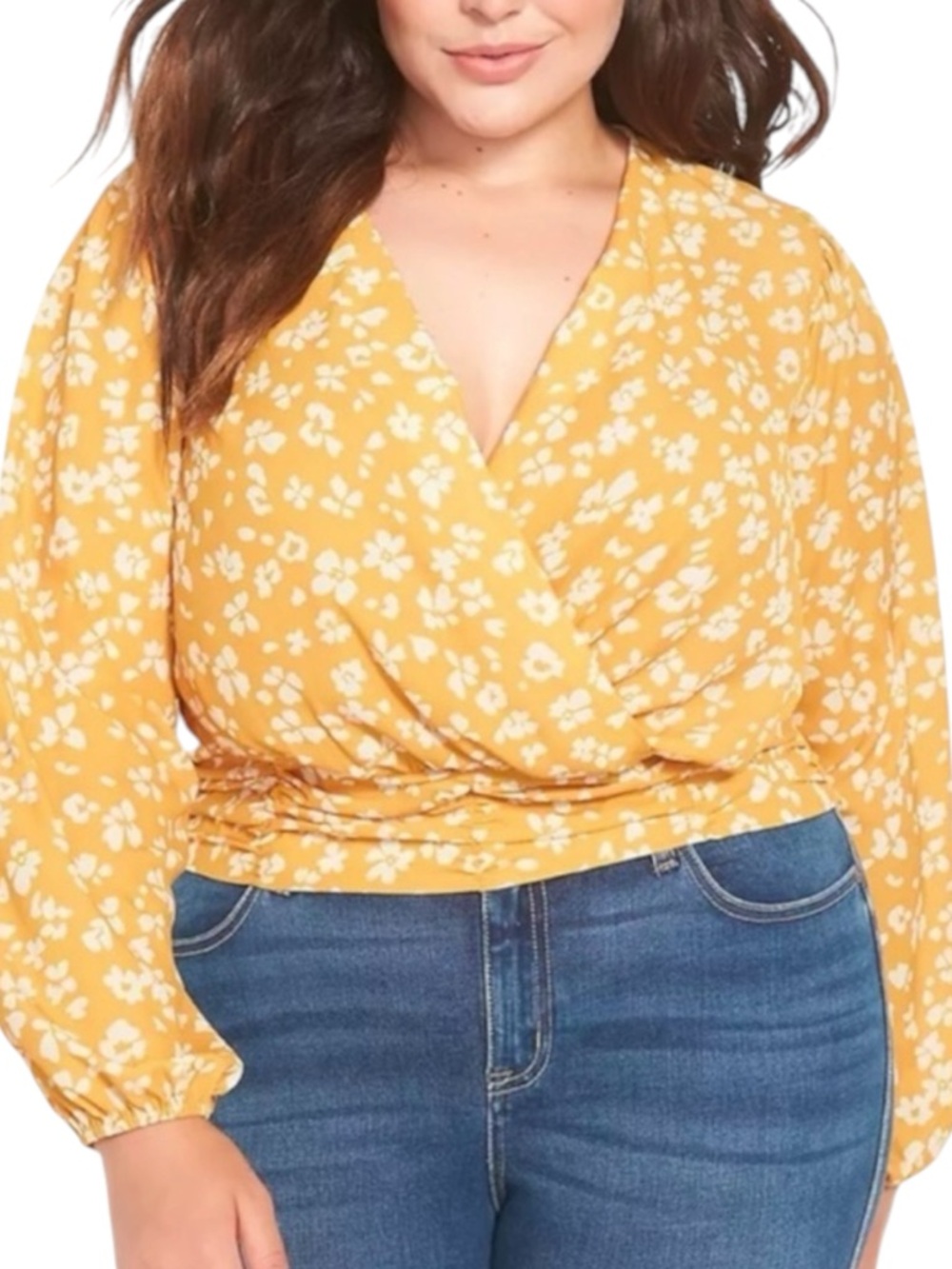 LANE BRYANT NWT Ruching / Wrap L/S Bouse in Turmeric Size 22 - FEMININE